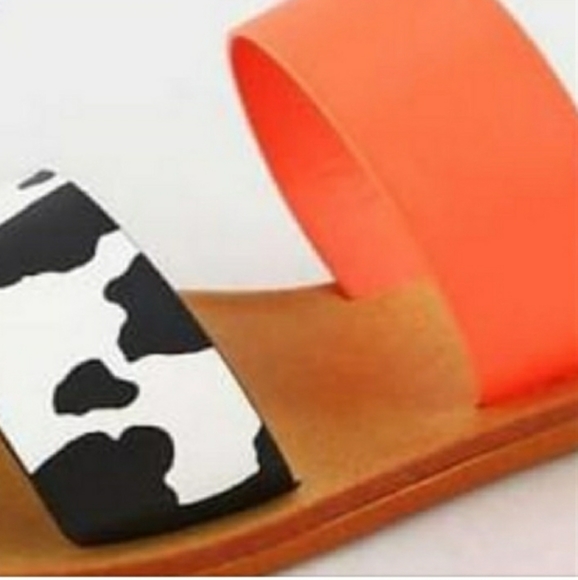 Strappy Sandal With Cow Print & Orange Strap - Picture 3 of 4